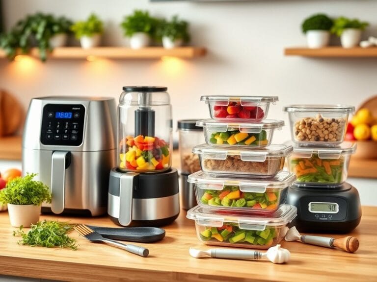 Flick International Cozy kitchen scene with trendy kitchen tools arranged on a wooden countertop