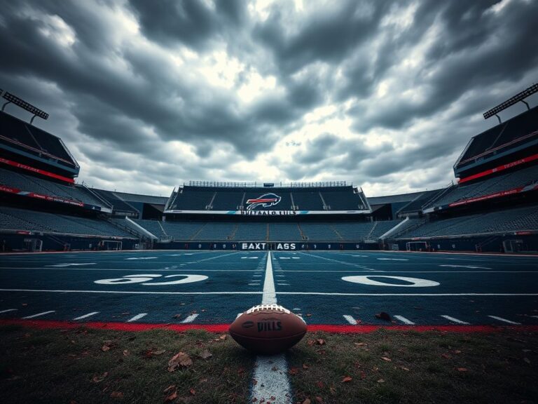 Flick International Empty Buffalo Bills stadium under a cloudy sky representing disappointment