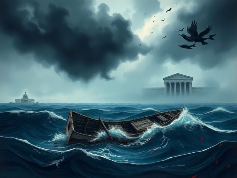 Flick International Abstract representation of a stormy seascape symbolizing political turmoil