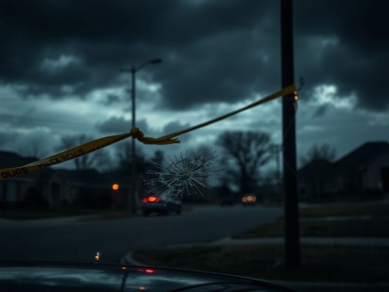 Flick International Abandoned street in Lovejoy, Georgia, featuring a vehicle with shattered glass after a violent incident