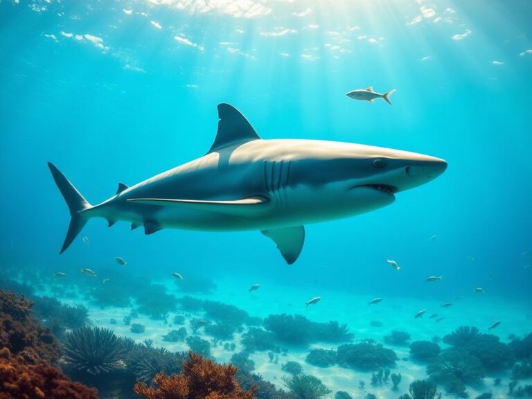 Flick International majestic great white shark gliding through turquoise waters