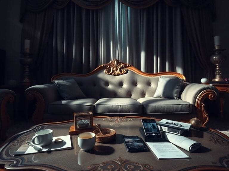 Flick International An ornate, empty sofa in a lavish living room symbolizing family rift