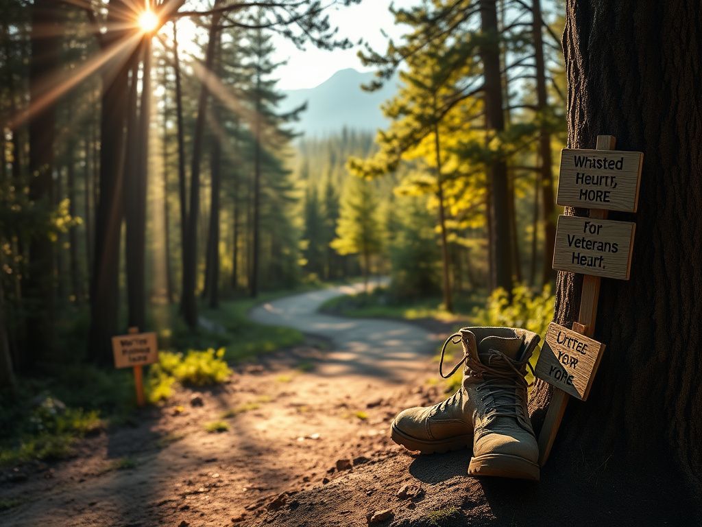 Flick International Winding path through a lush forest symbolizing veterans' journey home