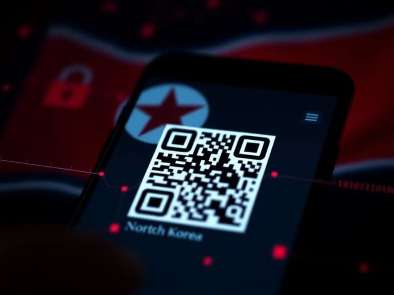 Flick International close-up of a smartphone displaying a cracked QR code surrounded by digital warning symbols