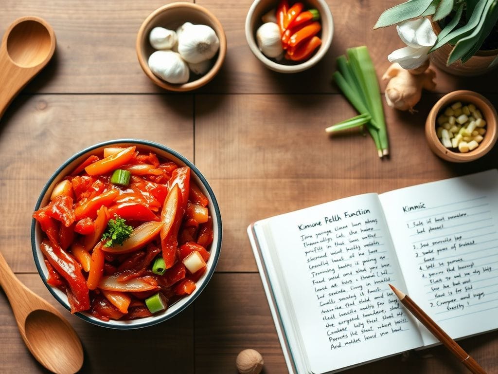 Flick International Vibrant bowl of freshly made kimchi with gochugaru and vegetables