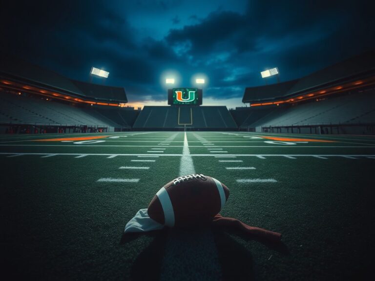 Flick International Abandoned football on Miami Hurricanes field after national championship loss