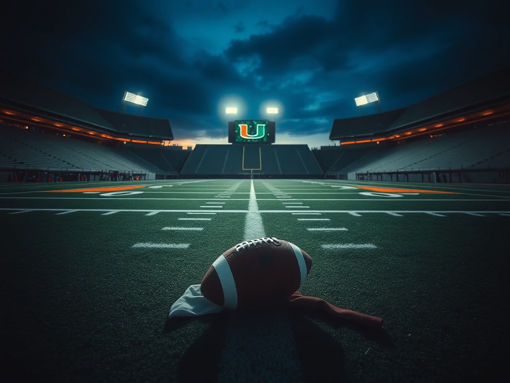 Flick International Abandoned football on Miami Hurricanes field after national championship loss