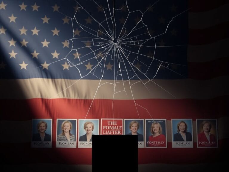 Flick International Conceptual image of a cracked glass ceiling symbolizing barriers faced by women in politics
