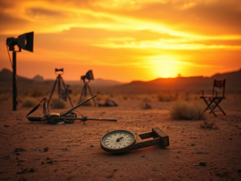 Flick International A weathered film set with abandoned props symbolizing Hollywood's transformation demands