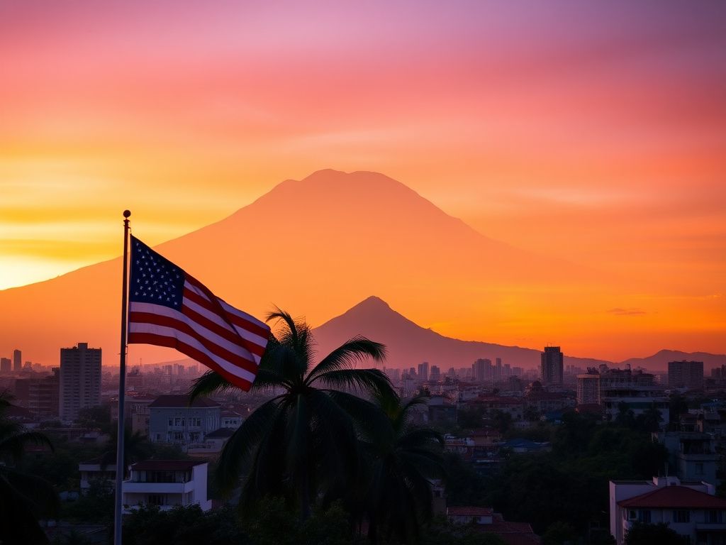 Flick International A serene sunset over the Caracas skyline with El Ávila mountain in the background
