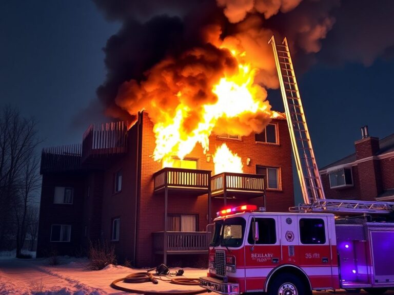 Flick International Firefighters rescuing a family from a burning apartment in Michigan