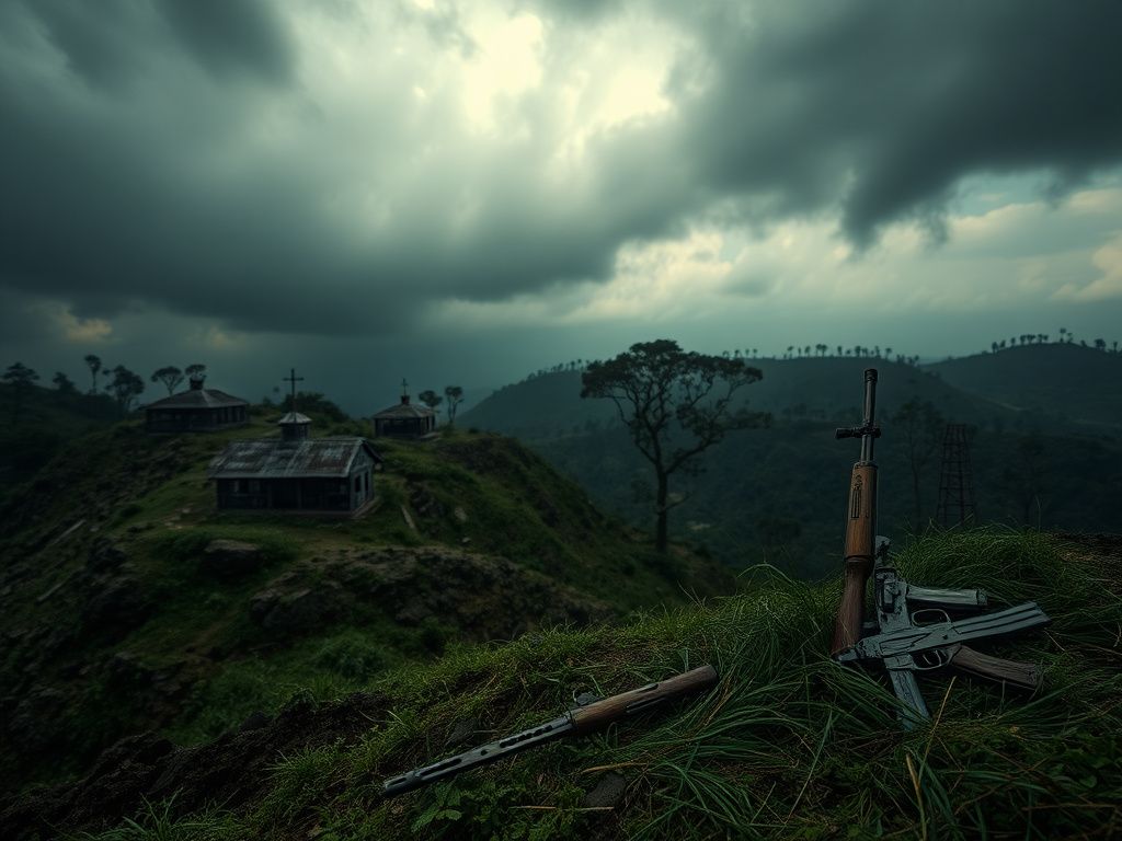 Flick International Dramatic landscape of northwestern Nigeria depicting rugged terrain and storm clouds