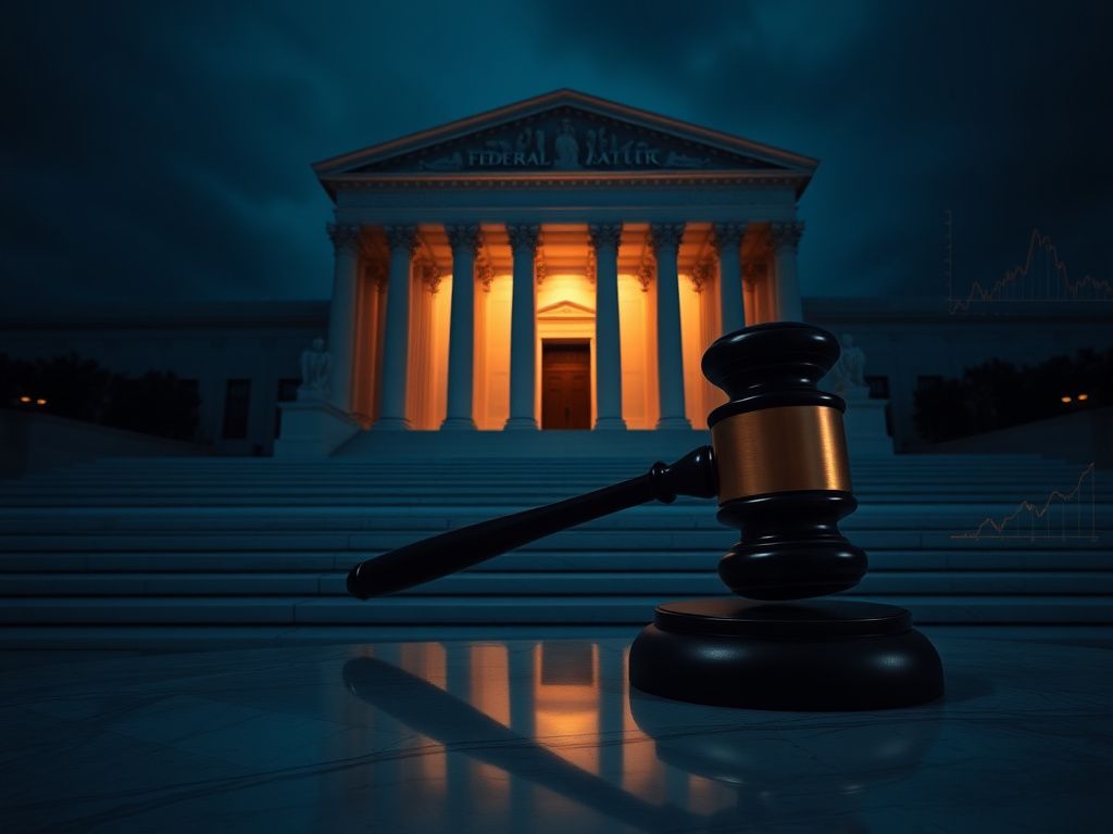 Flick International Grand entrance of the U.S. Supreme Court with a large gavel symbolizing justice