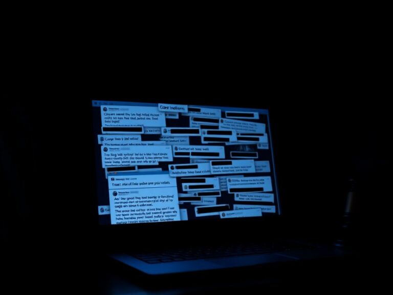 Flick International A darkly lit room with a glowing computer screen displaying aggressive comments and threats.