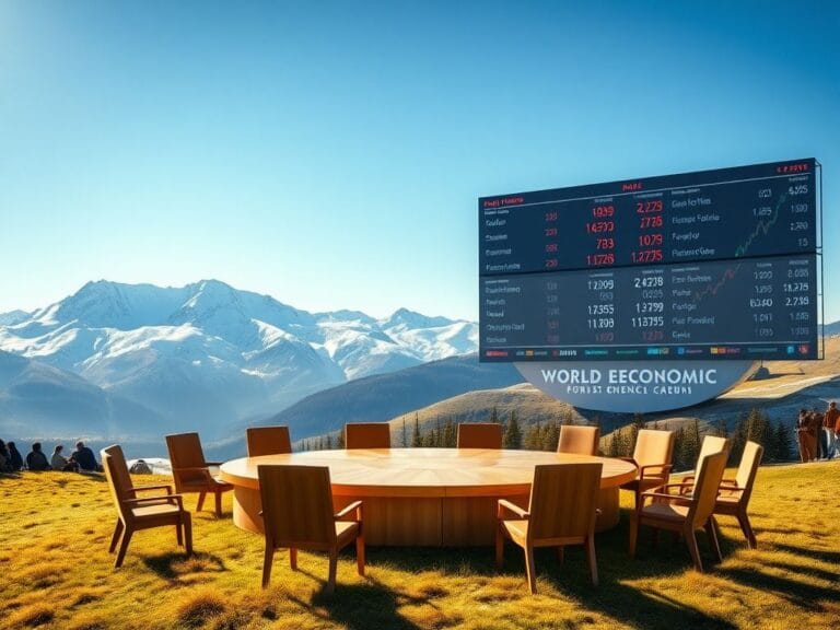 Flick International Panoramic view of Davos landscape featuring snow-capped Swiss Alps under a clear blue sky