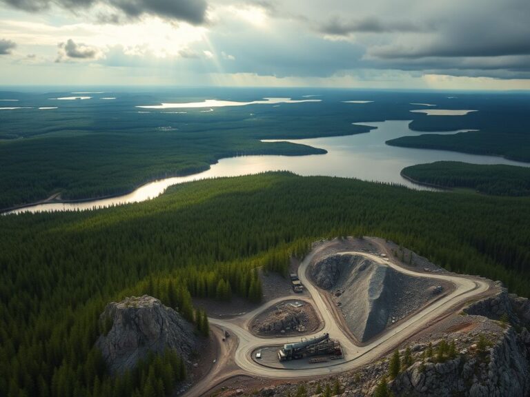 Flick International Aerial view of Minnesota's mining site surrounded by lush forests and lakes