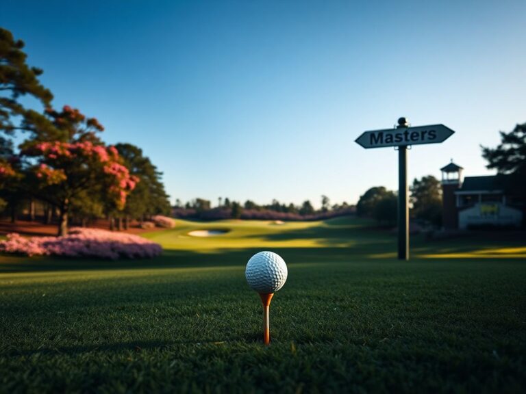Flick International A serene landscape of Augusta National Golf Club featuring lush greens and blooming azaleas.