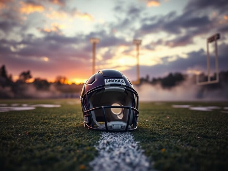 Flick International Minnesota Vikings football field with dramatic sky and empty helmet symbolizing team strength