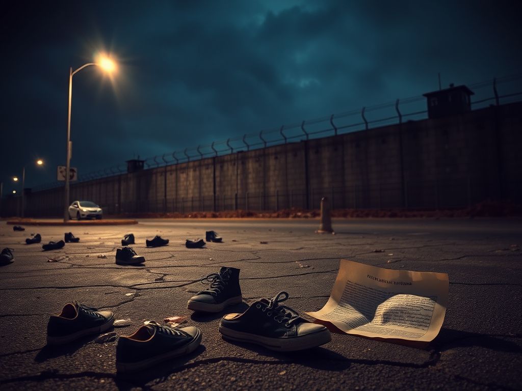 Flick International abandoned shoes on a dimly lit street in Iran symbolize loss and protest struggles