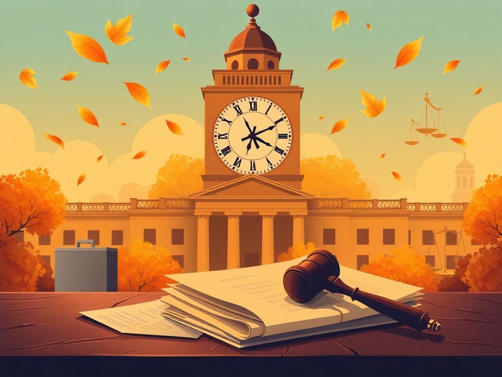 Flick International Conceptual illustration of a clock tower symbolizing political service and urgency