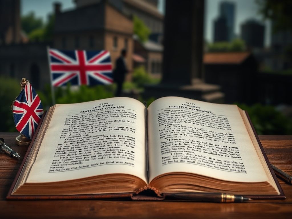 Flick International An open historical book on marriage prohibitions with symbols of British culture