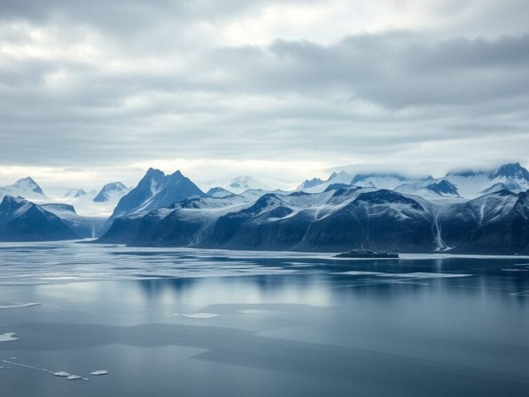 Flick International Aerial view of Greenland's rugged landscape showcasing glaciers and icy fjords