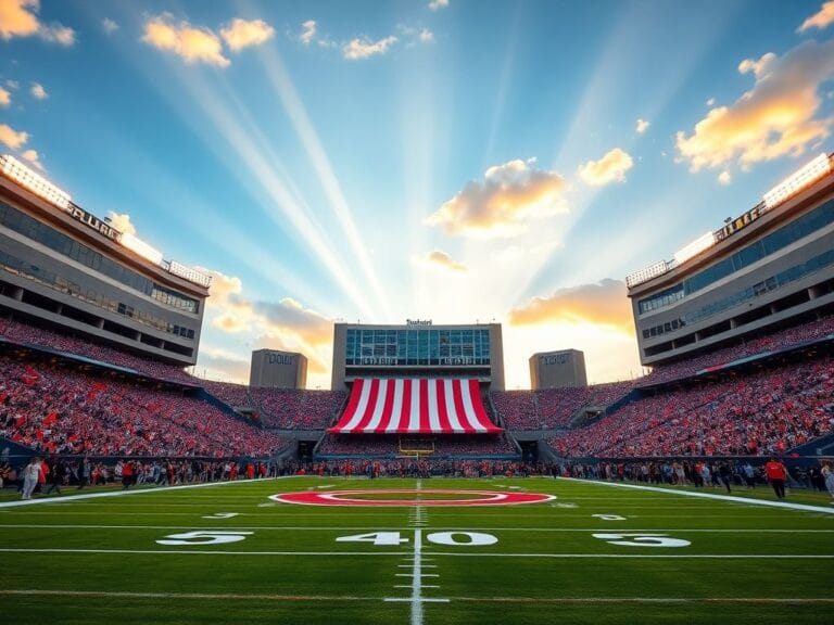 Flick International Majestic view of Soldier Field with American flag during national anthem