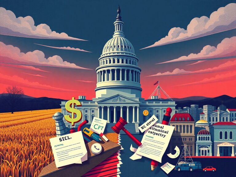 Flick International Conceptual illustration of the U.S. Capitol with symbols of legislative themes