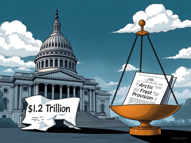 Flick International Conceptual illustration of the U.S. Capitol building symbolizing legislative process with a crumpled funding bill and scales of justice