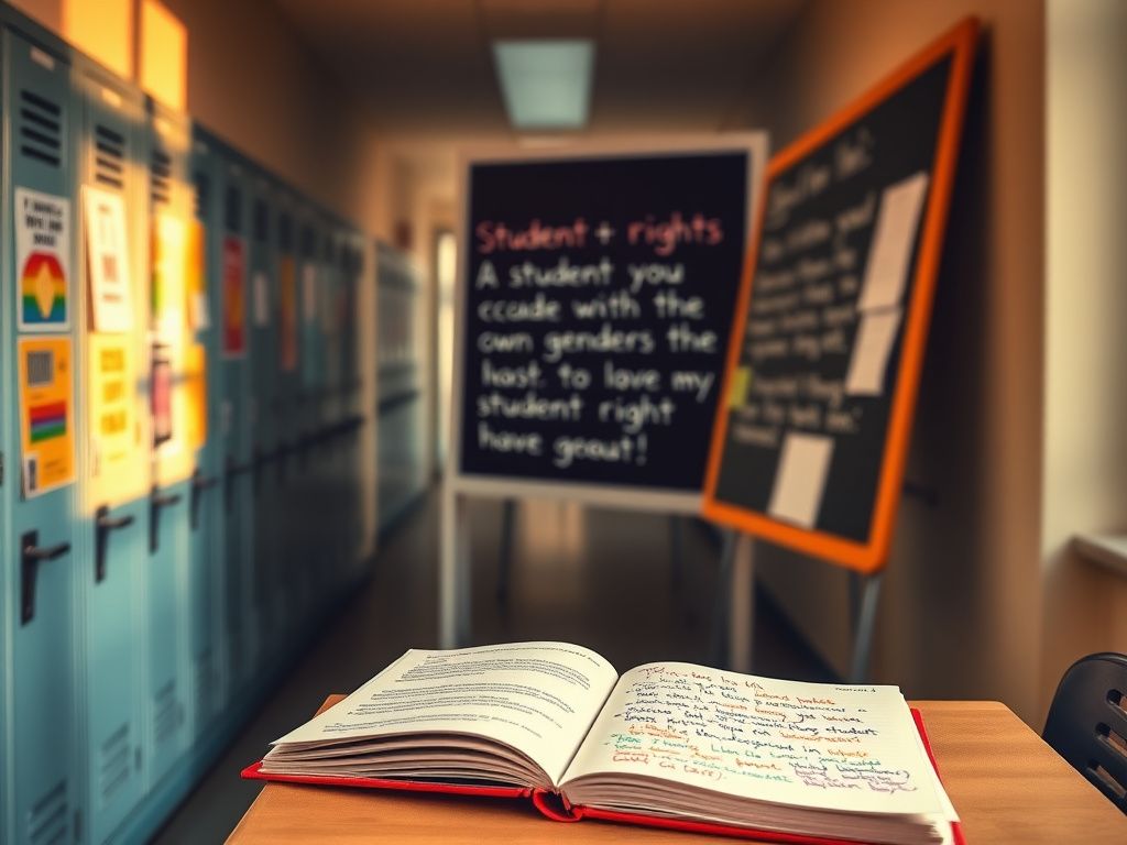 Flick International A school hallway with lockers and posters advocating for LGBTQ+ inclusion