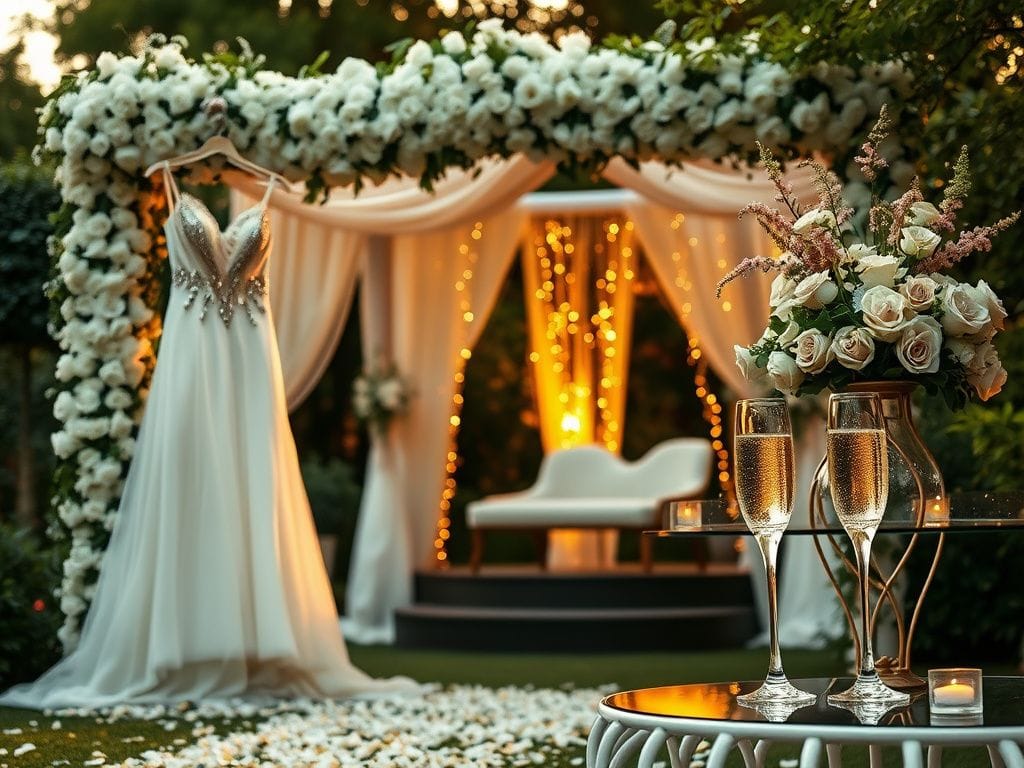 Flick International Wedding venue beautifully decorated with flowers and fairy lights