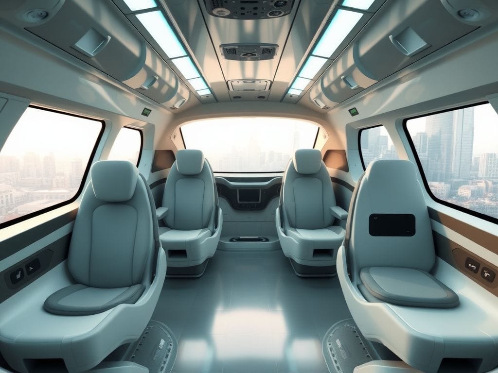 Flick International Futuristic interior of an autonomous vehicle showcasing private pods