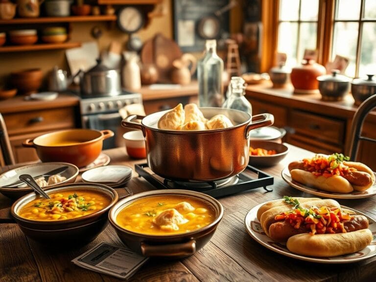 Flick International Cozy kitchen scene with traditional grandma-style dishes