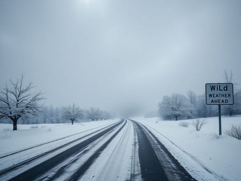 Flick International Dramatic winter landscape with snowstorm and heavy cloud cover