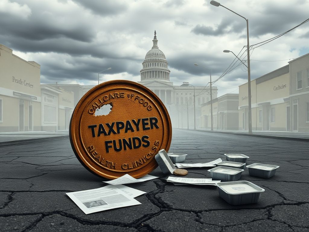 Flick International Symbolic representation of fraud and corruption in a somber urban setting