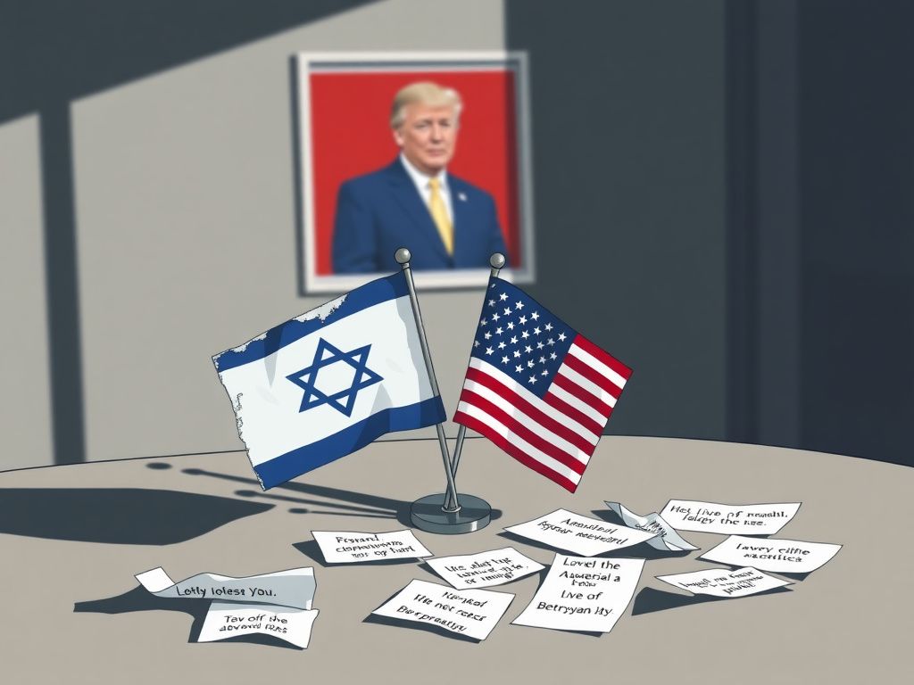 Flick International Dimly lit room with an American and Israeli flag representing dual loyalty in politics