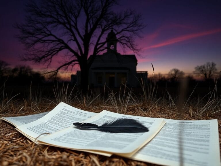 Flick International Dusk scene depicting a historic Texas courthouse obscured by a bare tree