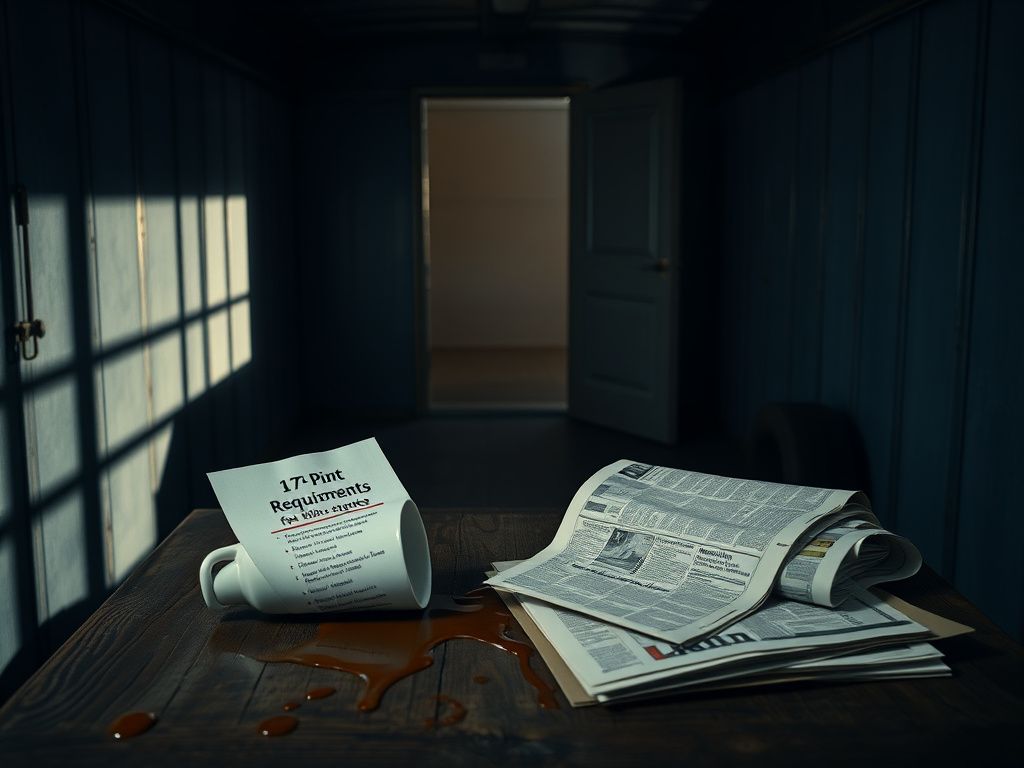 Flick International A dramatic film set with an empty trailer and spilled coffee symbolizing chaos