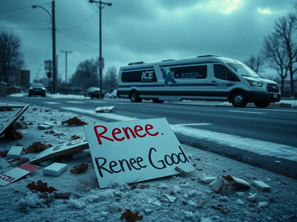 Flick International Empty street scattered with protest signs against immigration policies