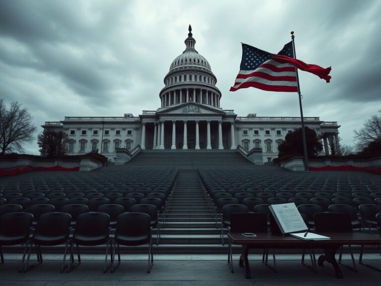 Flick International Empty seats in front of the U.S. Capitol steps under a moody sky