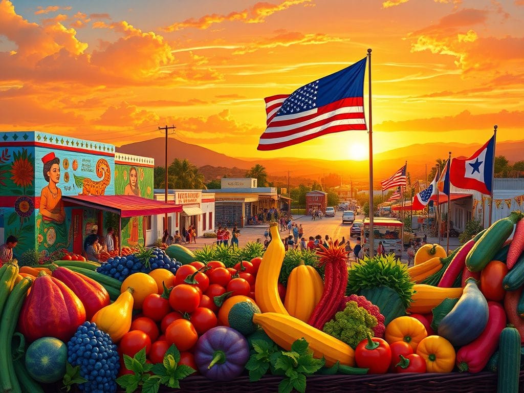 Flick International Vibrant community scene in South Texas showcasing diverse cultural heritage and symbols of democracy