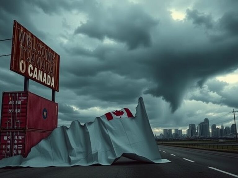 Flick International Dramatic border crossing at Canada-US with shipping containers labeled in Chinese