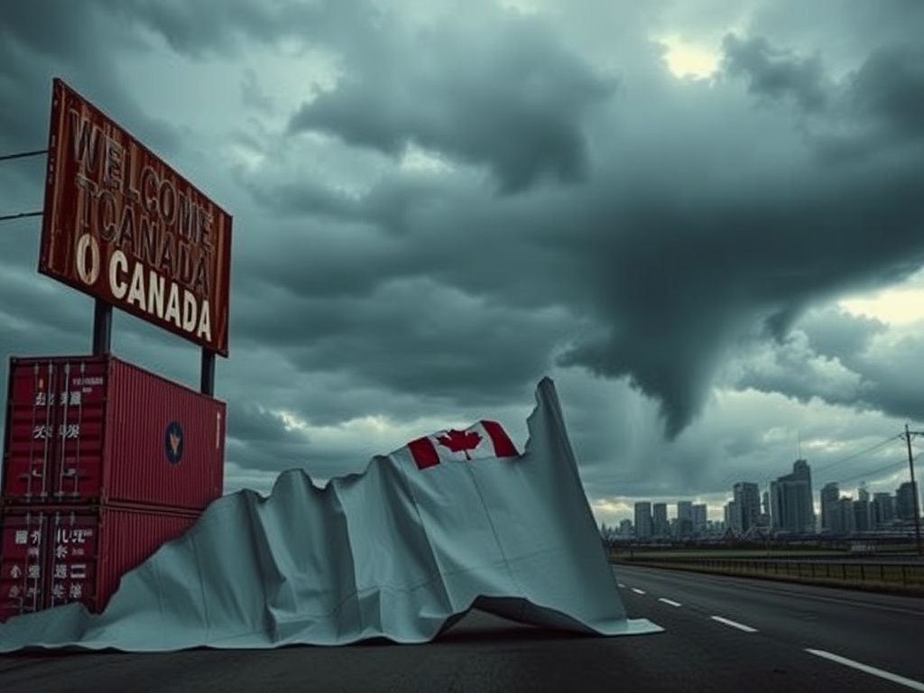 Flick International Dramatic border crossing at Canada-US with shipping containers labeled in Chinese