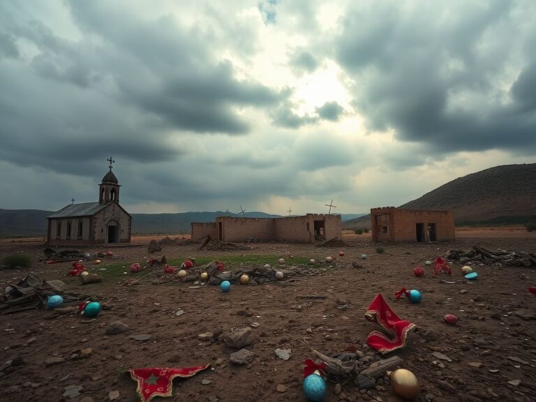 Flick International A desolate landscape in the Nuba Mountains of Sudan depicting the aftermath of conflict