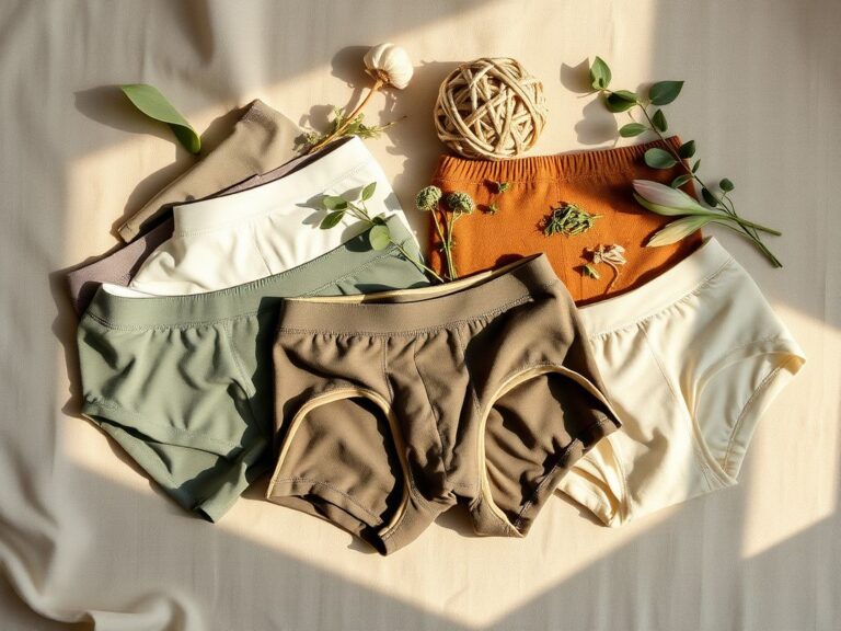 Flick International Flat lay of men's underwear made from natural fibers like cotton and wool