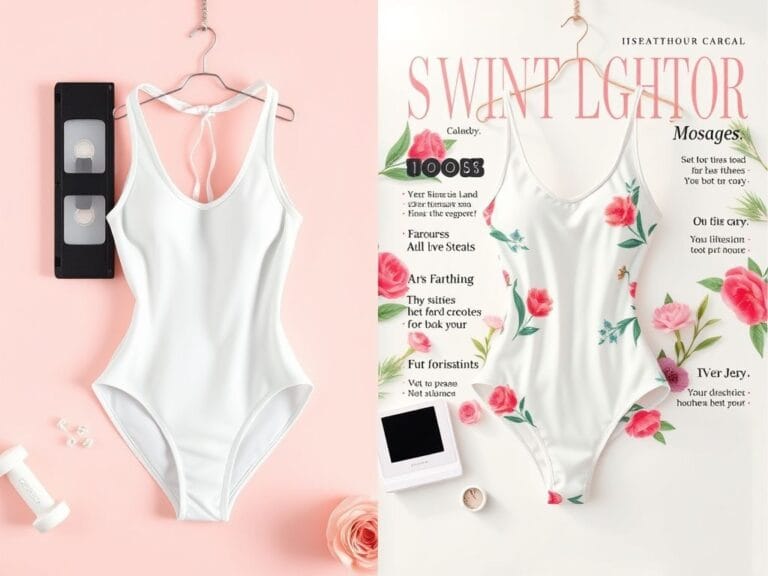 Flick International Split image showcasing Denise Austin in white swimsuits from the late 1980s and present day.