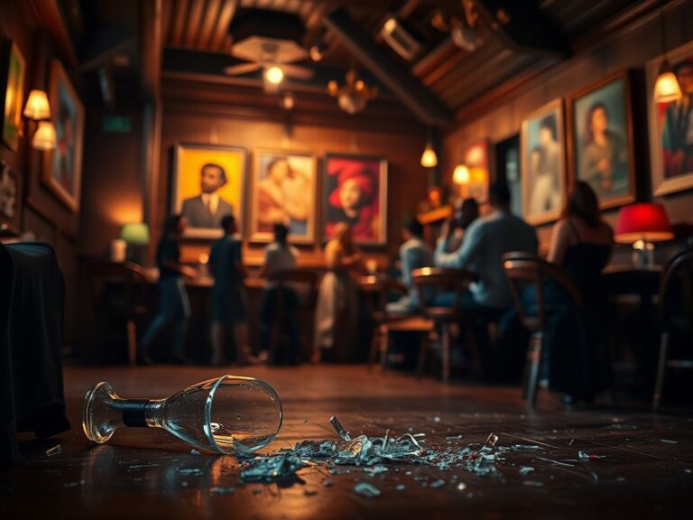 Flick International A shattered glass on the floor at a Sundance Film Festival party symbolizing violence
