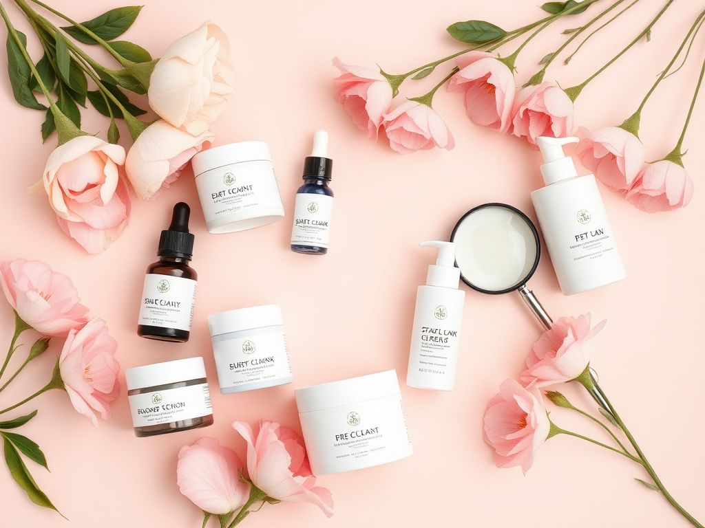 Flick International Aesthetic flat lay of skincare products for midlife skin care