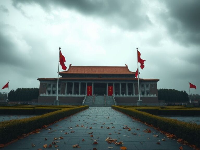 Flick International Large military headquarters in Beijing under stormy skies