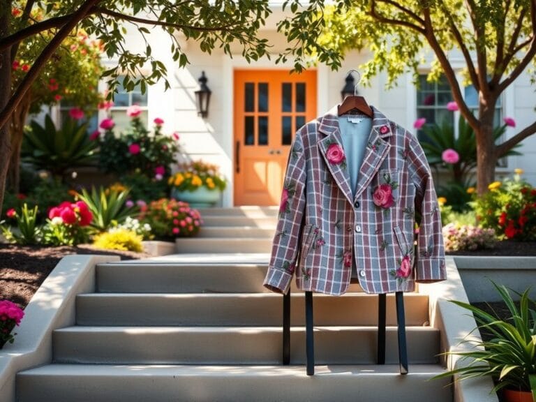 Flick International Outdoor garden scene with stone stairs and vibrant front door